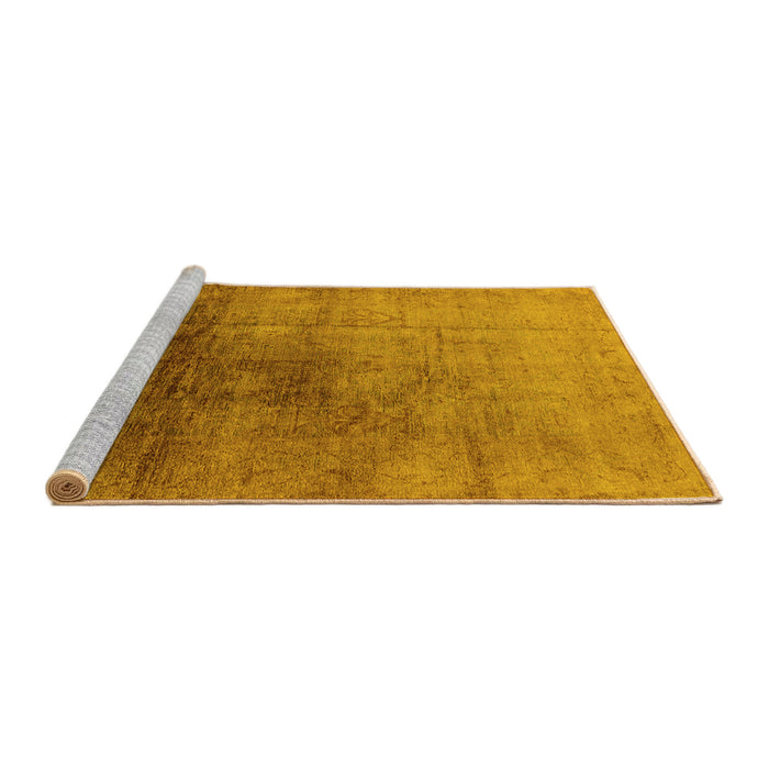 Sideview of Machine Washable Oriental Yellow Industrial Rug, wshurb726yw