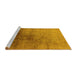 Sideview of Machine Washable Oriental Yellow Industrial Rug, wshurb726yw