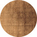 Round Oriental Brown Industrial Rug, urb726brn