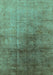 Machine Washable Oriental Turquoise Industrial Area Rugs, wshurb726turq