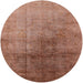 Round Mid-Century Modern Chestnut Red Oriental Rug, urb726