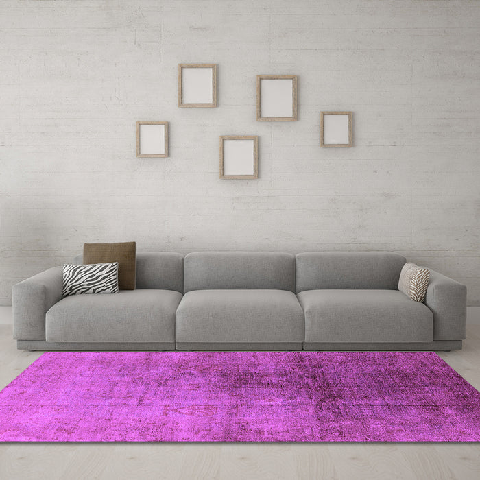 Machine Washable Oriental Purple Industrial Area Rugs in a Living Room, wshurb726pur