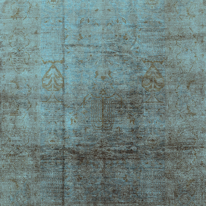 Machine Washable Oriental Light Blue Industrial Rug, wshurb726lblu
