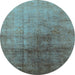 Round Oriental Light Blue Industrial Rug, urb726lblu