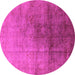 Round Machine Washable Oriental Pink Industrial Rug, wshurb726pnk
