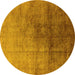 Round Machine Washable Oriental Yellow Industrial Rug, wshurb726yw