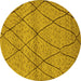 Round Machine Washable Oriental Yellow Industrial Rug, wshurb727yw