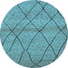 Round Oriental Light Blue Industrial Rug, urb727lblu