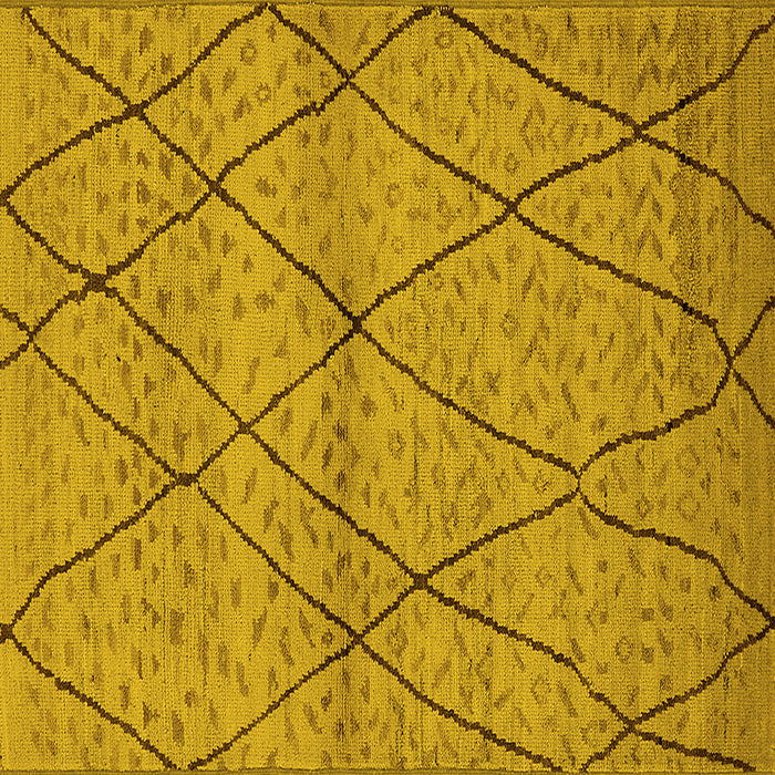 Square Machine Washable Oriental Yellow Industrial Rug, wshurb727yw