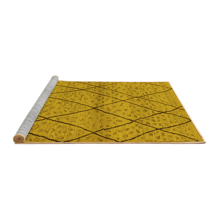 Sideview of Machine Washable Oriental Yellow Industrial Rug, wshurb727yw