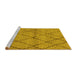 Sideview of Machine Washable Oriental Yellow Industrial Rug, wshurb727yw