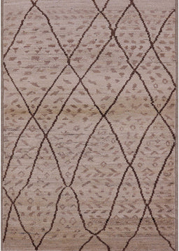 Mid-Century Modern Khaki Rose Pink Oriental Rug, urb727