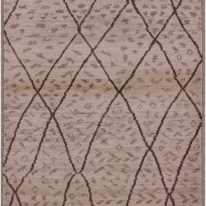 Mid-Century Modern Khaki Rose Pink Oriental Rug, urb727