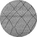 Round Machine Washable Oriental Gray Industrial Rug, wshurb727gry