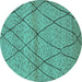 Round Oriental Turquoise Industrial Rug, urb727turq