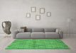 Machine Washable Oriental Emerald Green Industrial Area Rugs in a Living Room,, wshurb727emgrn