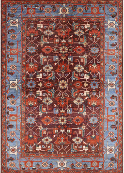 Machine Washable Industrial Modern Tomato Red Rug, wshurb728