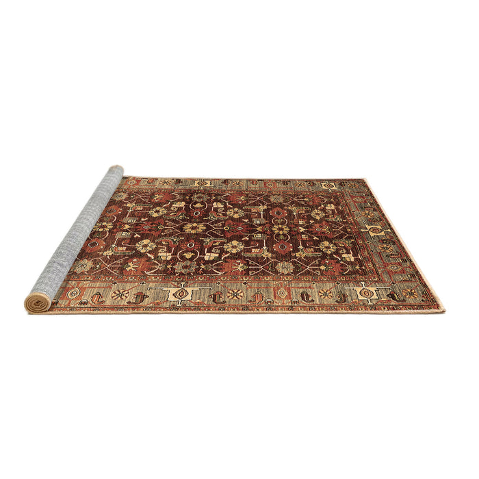 Sideview of Machine Washable Oriental Brown Industrial Rug, wshurb728brn
