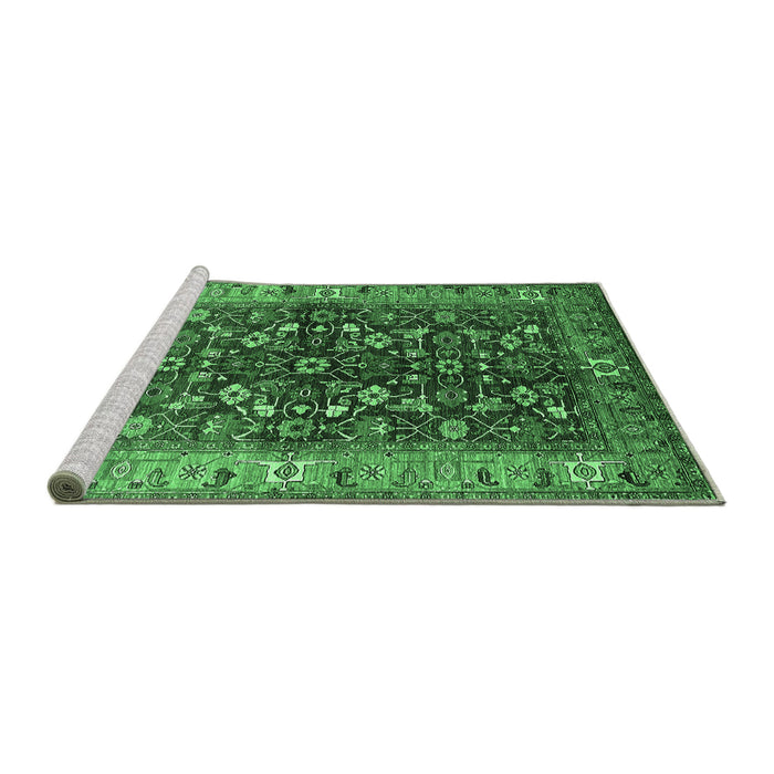 Sideview of Machine Washable Oriental Emerald Green Industrial Area Rugs, wshurb728emgrn