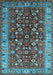 Machine Washable Oriental Light Blue Industrial Rug, wshurb728lblu