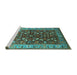 Sideview of Machine Washable Oriental Turquoise Industrial Area Rugs, wshurb728turq