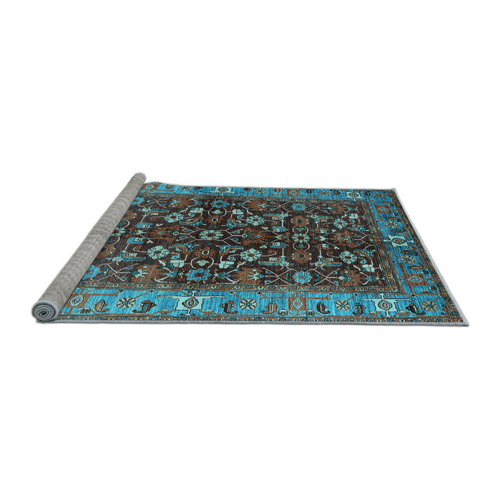 Sideview of Machine Washable Oriental Light Blue Industrial Rug, wshurb728lblu