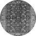 Round Machine Washable Oriental Gray Industrial Rug, wshurb728gry