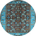 Round Oriental Light Blue Industrial Rug, urb728lblu