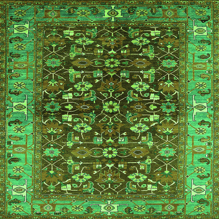 Square Oriental Green Industrial Rug, urb728grn