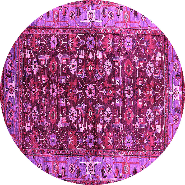 Round Machine Washable Oriental Pink Industrial Rug, wshurb728pnk