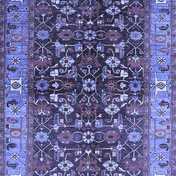 Machine Washable Oriental Blue Industrial Rug, wshurb728blu
