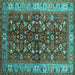 Square Oriental Turquoise Industrial Rug, urb728turq