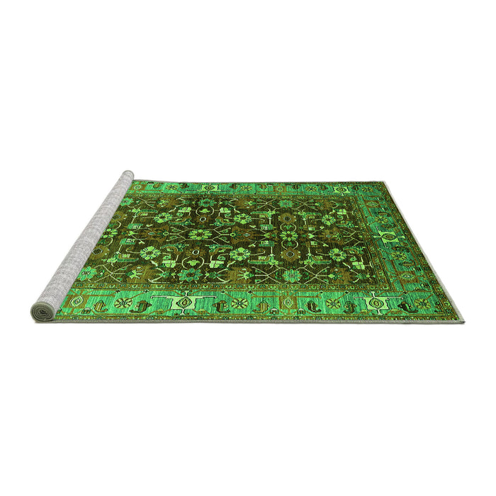Sideview of Machine Washable Oriental Green Industrial Area Rugs, wshurb728grn