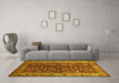 Machine Washable Oriental Yellow Industrial Rug in a Living Room, wshurb728yw