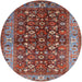 Round Machine Washable Industrial Modern Tomato Red Rug, wshurb728