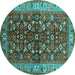 Round Oriental Turquoise Industrial Rug, urb728turq