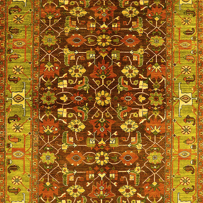 Machine Washable Oriental Yellow Industrial Rug, wshurb728yw