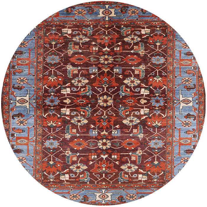 Round Mid-Century Modern Red Oriental Rug, urb728