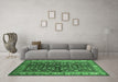 Machine Washable Oriental Emerald Green Industrial Area Rugs in a Living Room,, wshurb728emgrn