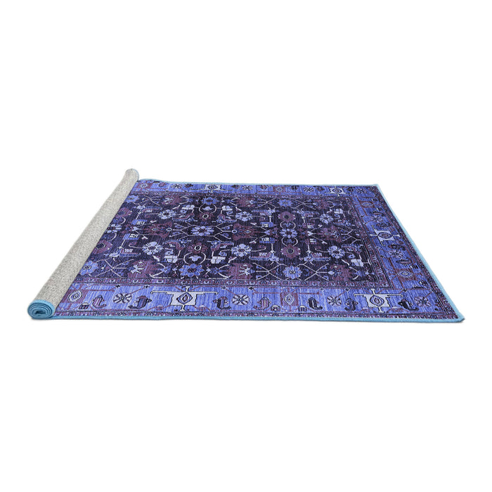 Sideview of Machine Washable Oriental Blue Industrial Rug, wshurb728blu