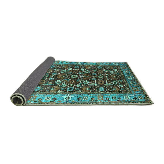 Sideview of Oriental Turquoise Industrial Rug, urb728turq