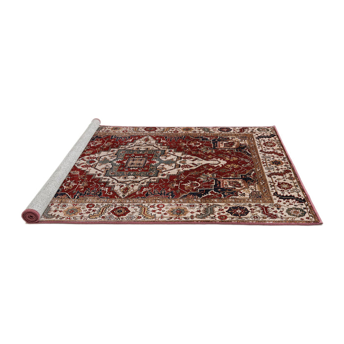 Sideview of Machine Washable Industrial Modern Saffron Red Rug, wshurb729