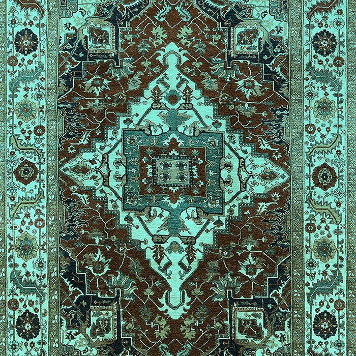 Machine Washable Oriental Turquoise Industrial Area Rugs, wshurb729turq