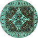 Round Oriental Turquoise Industrial Rug, urb729turq