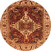 Round Machine Washable Oriental Orange Industrial Area Rugs, wshurb729org