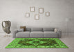 Machine Washable Oriental Green Industrial Area Rugs in a Living Room,, wshurb729grn