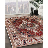 Mid-Century Modern Saffron Red Oriental Rug, urb729