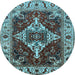 Round Oriental Light Blue Industrial Rug, urb729lblu