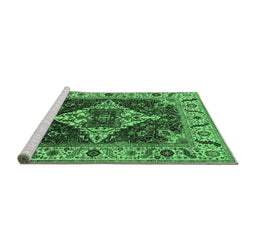 Sideview of Machine Washable Oriental Emerald Green Industrial Area Rugs, wshurb729emgrn