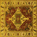 Square Machine Washable Oriental Yellow Industrial Rug, wshurb729yw